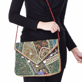 Embroidered Banjara Gypsy Coin Clutch bag, Color : Multi