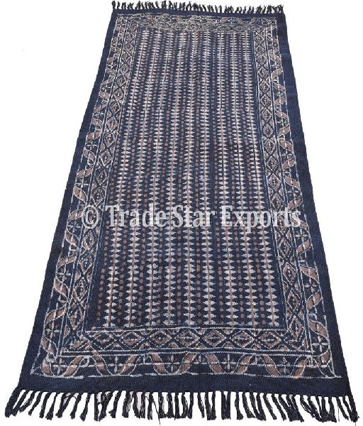 Hand block print rug cotton fabric carpet