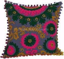 Indian suzani embroidered cushion