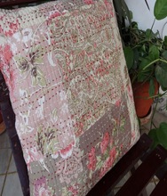 Square kantha home decor cushion cover, for Car, Chair, Decorative, Seat, Style : Plain