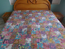 Patchwork Kantha Bedspread, for Home, Hotel, Size : King, Queen Twin