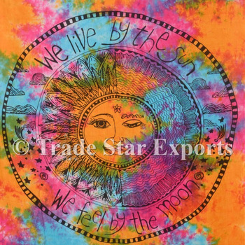 Sun Moon Picnic Throw Tapestry