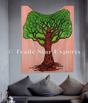 Tree of life hand painted wall mandala tapestry