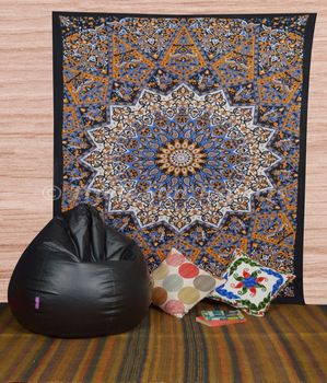 Twin Psychedelic Bohemian Star Mandala Tapestry