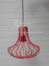 Metallic Red Grid Style Wall Hanging Lamp
