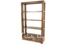 Wooden Two Side Open Book Display Rack With Drawers