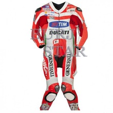 RED WHITE Racing Leather Professional Suit
