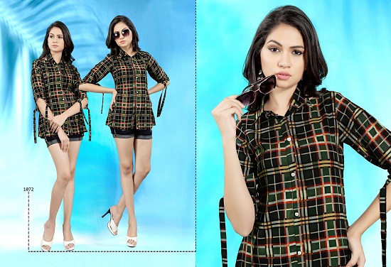 Checked Rayon Fancy Ladies Shirt Top, Size : M, XL, XXL