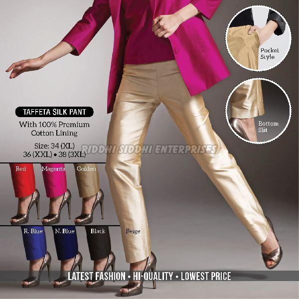 Plain 100% Premium Cotton Lining Taffeta Silk Pants, Occasion : Casual Wear, Formal Wear, Party Wear