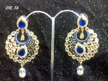 Indian Ethnic Stone Earrings, Color : blue, rani