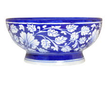 Exclusive Handmade Vintage Blue Pottery Bowl, for Kitchen, Size : 8X3.7 inches