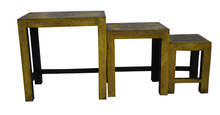 Handmade Painted Side Table Stool, Color : Yellow