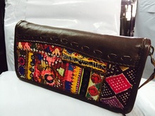 Embroidered Leather Clutch