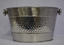 STAINLESS STEEL PARTY TUB HAMMERED