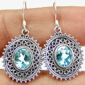 Blue Topaz Silver Earring