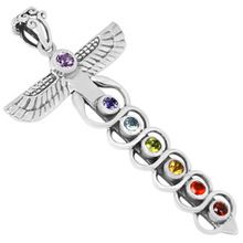 Chakra Stones Machetes Cross Charm Pendant, Color : Multi Color