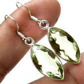 Green Amethyst Silver Earring, Occasion : Engagement