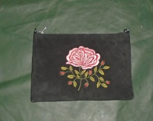 Embroidered Black wristlet