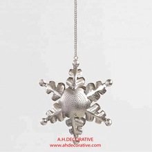 Silver Metal Snowflake Hanging Lantern