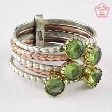 Fantastic Peridot Stone Silver Stack Ring