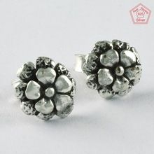 Silver Flower Design Earrings