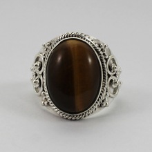 Sterling Silver Tiger Eye Gem Stone Ring Jewelry