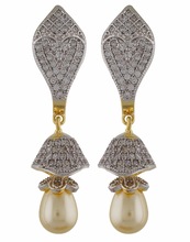  American Diamond Jhumki Earrings, Occasion : Anniversary, Engagement, Party, Wedding
