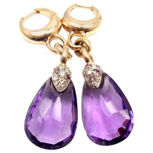 Amethyst drop gold plated earrings, Occasion : Anniversary, Engagement, Gift, Party, Wedding