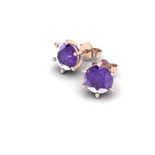 Amethyst round ear-studs, Occasion : Anniversary, Engagement, Gift, Party, Wedding