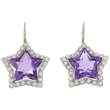  Amethyst star shaped earrings, Occasion : Anniversary, Engagement, Gift, Party, Wedding