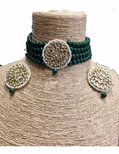 Beaded kundan choker necklace set, Occasion : Anniversary, Engagement, Party, Wedding