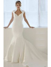 Cap Sleeve Collared Wedding Gown