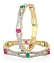 Dazzling Ruby Green Bangles, Occasion : Anniversary, Engagement, Party, Wedding