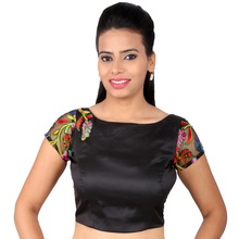 100% Polyester Embroidered sleeves black blouse, Feature : Breathable, Eco-Friendly