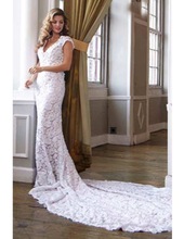 Lace Short Sleeve Bridal Gown, Technics : Beaded