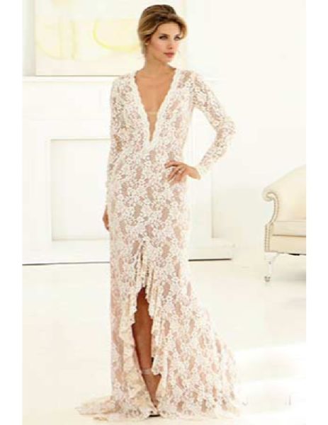 Long sleeve lace wedding gown, Feature : Breathable, Dry Cleaning, Eco-Friendly