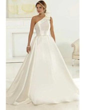 One shoulder elegance wedding gown, Technics : Plain Dyed