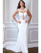 White Sheer Jersey elegant Bridal Gown