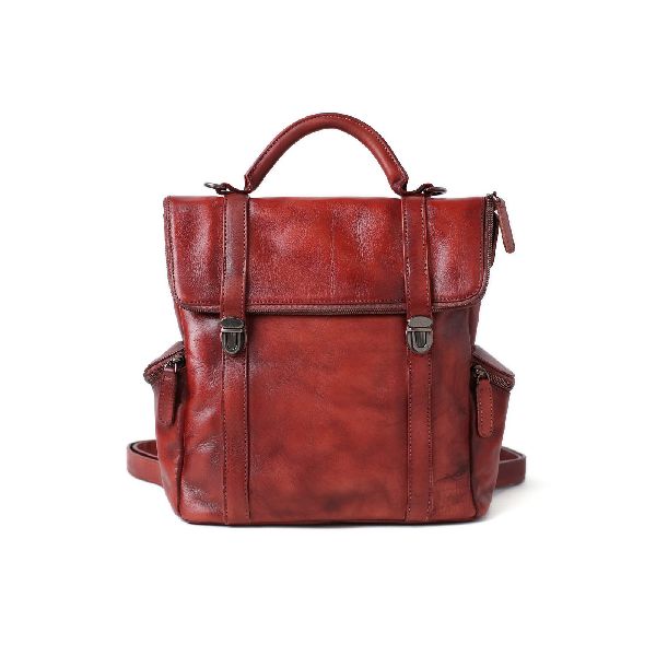 Mahogany Pure Leather Backpack Bags