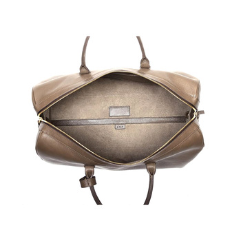Real Leather beige color luggage travel handbags