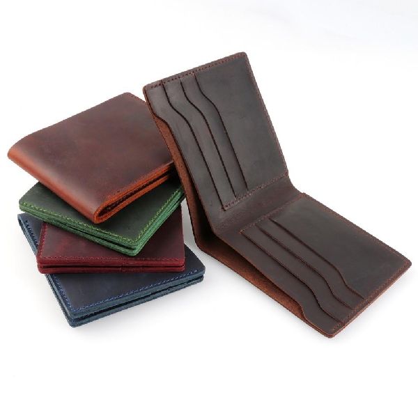 zipper crazy horse leather wallet