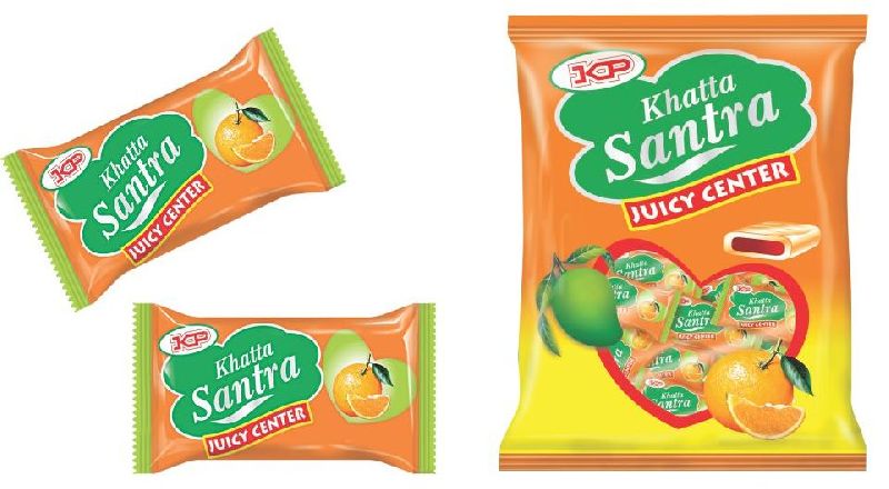 Khatta Santra Juicy Center Toffee, Taste : Sweet Salty