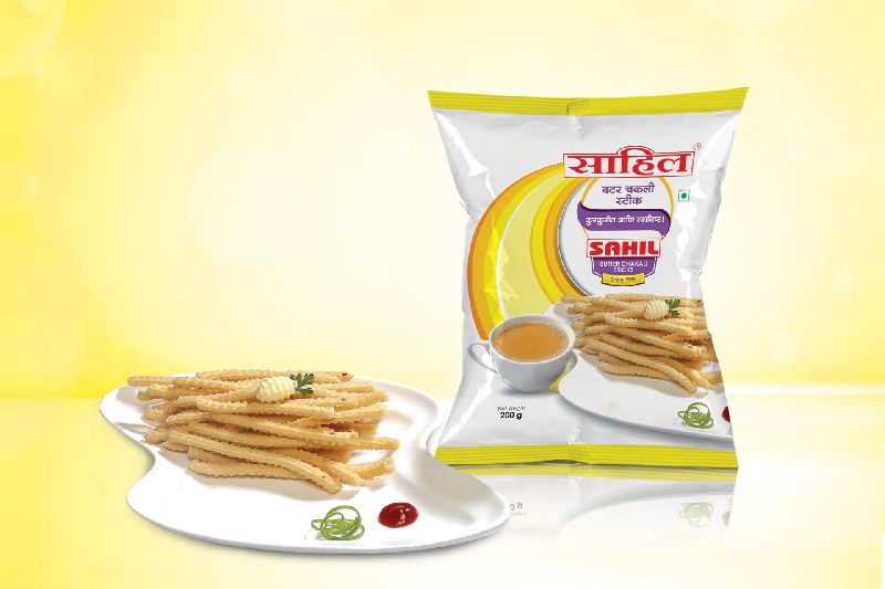 Sahil Butter Chakali Sticks, Features : Buttery, Crunchy, Mouth Watery