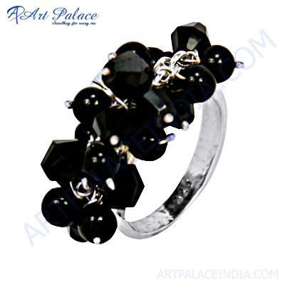 Black Onyx Gemstone Silver Ring