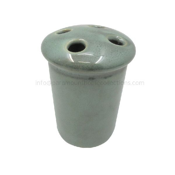 Designer Ceramic Toothbrush Holders Green Coated