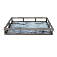 Glass Stainless Steel serving tray, Size : 45 x 30 x 6.50 cm