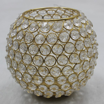 Gold Plated Crystal Votive Candle Holders