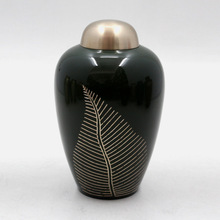 Green Coated Brass Metal Adult Cremation Urns