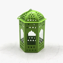 Green lanterns wedding metal decoration, Size : 11 x 9.50 x 15 cm