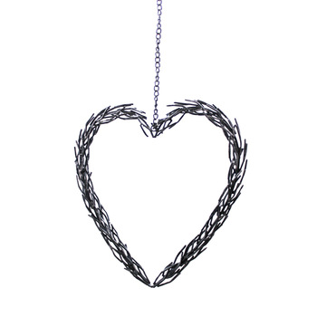 Iron Grey Decorative Hanging Heart Ornaments